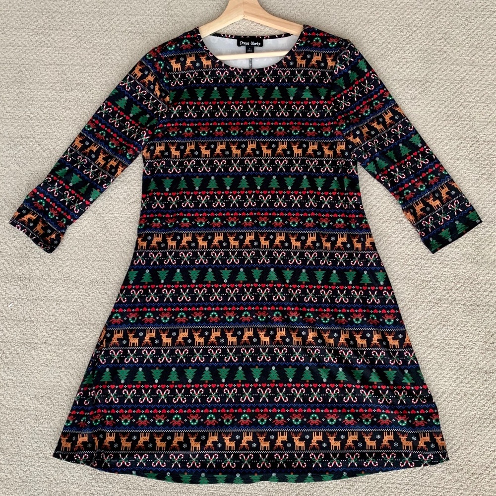 Dress Works brand Holiday print swing dress